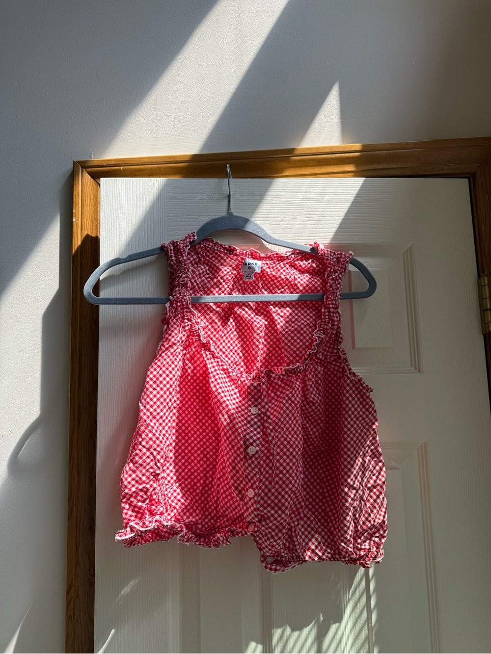 Parke x Target Red Gingham Button Front Sleeveless Top